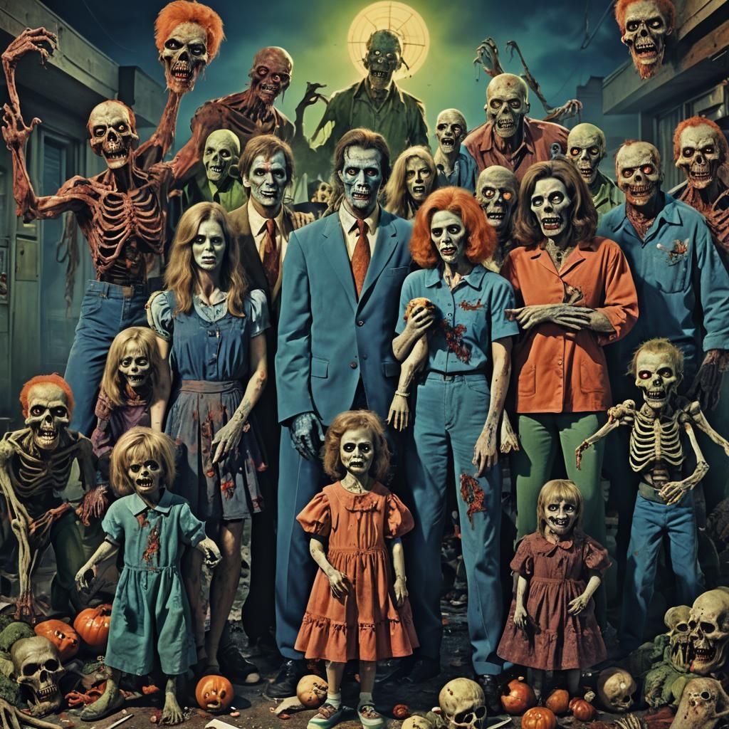 Zombie Family Portrait in Matte Painting Style