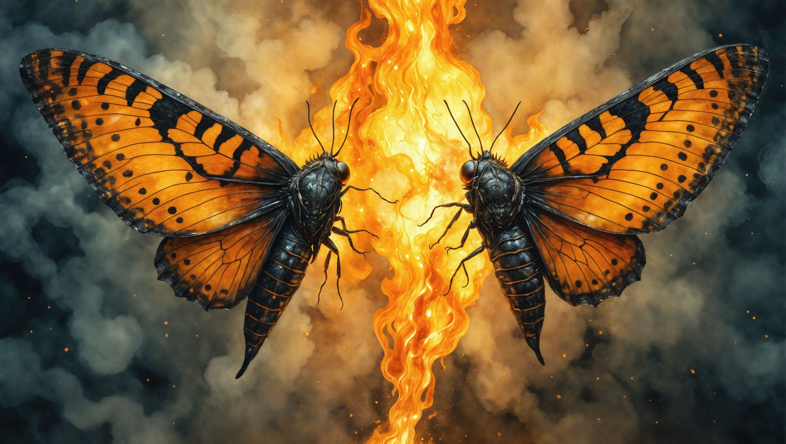 Ethereal Moths Ignite in Fiery Artistic Fusion