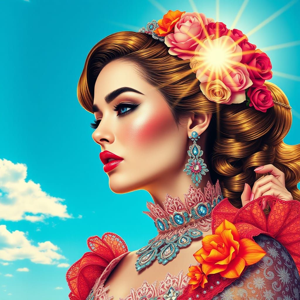 Vibrant Pop Art Portrait of a Stunning Woman in a Dreamlike ...