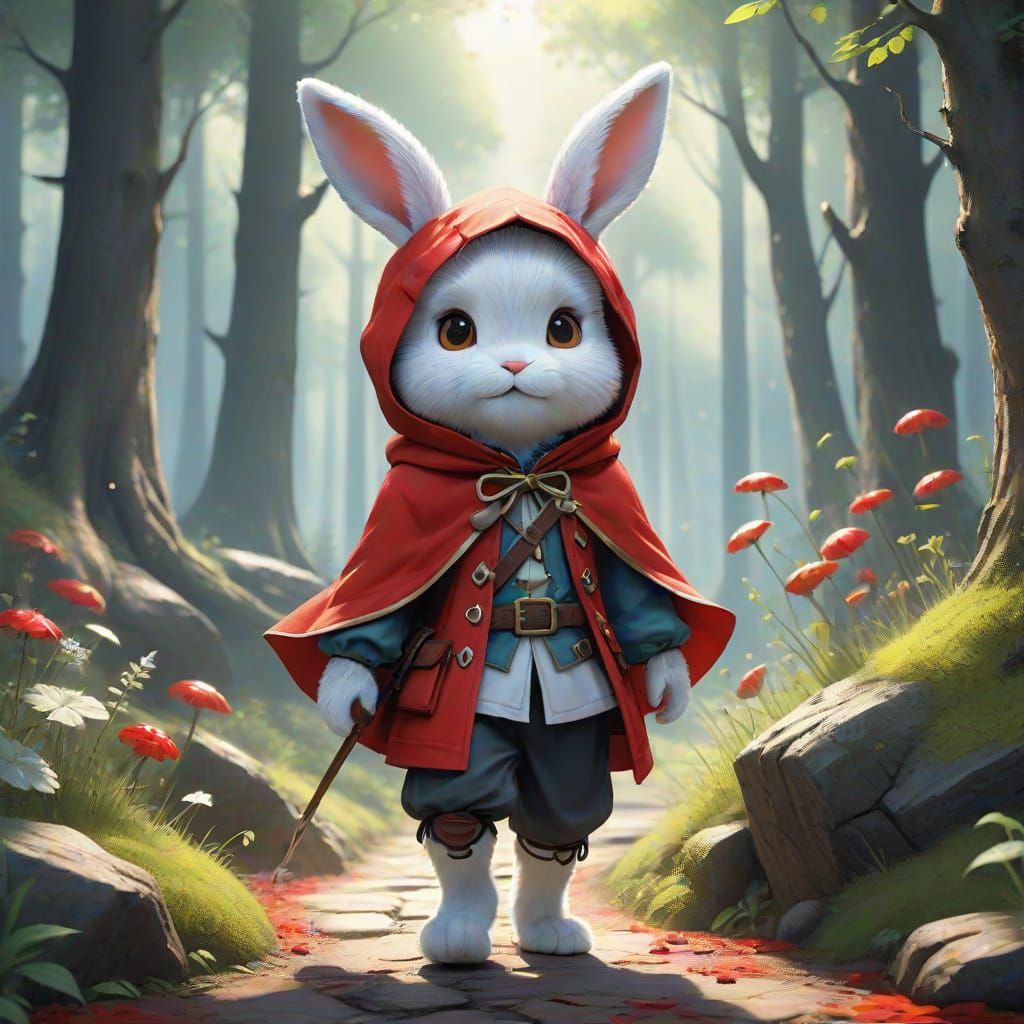 Enchanted Forest Encounter: A Scruffy Bunny's Whimsical Jour...