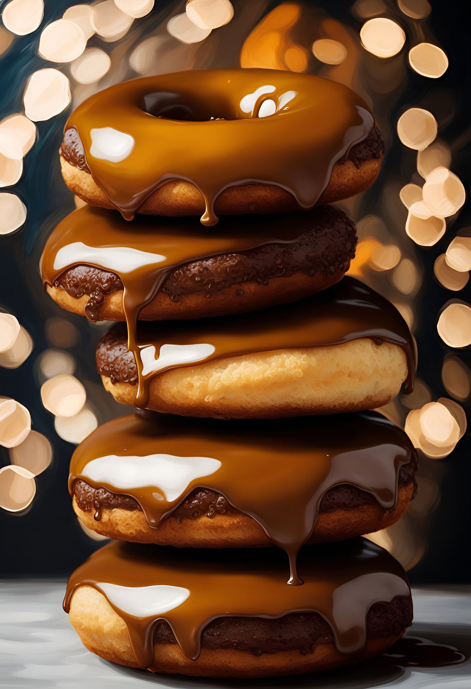 Caravaggio Style Still Life of Glazed Donuts