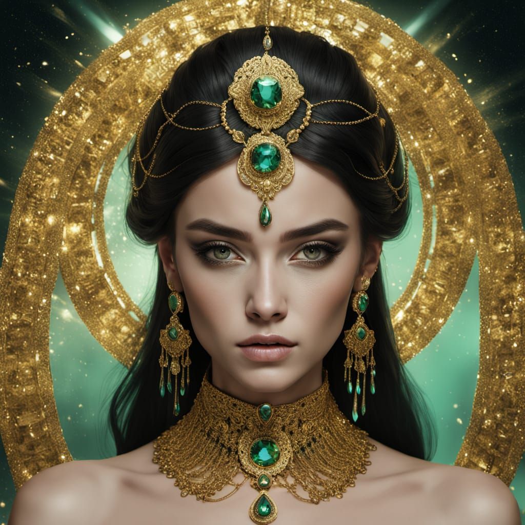 Golden Woman with Glitter, Digital Art