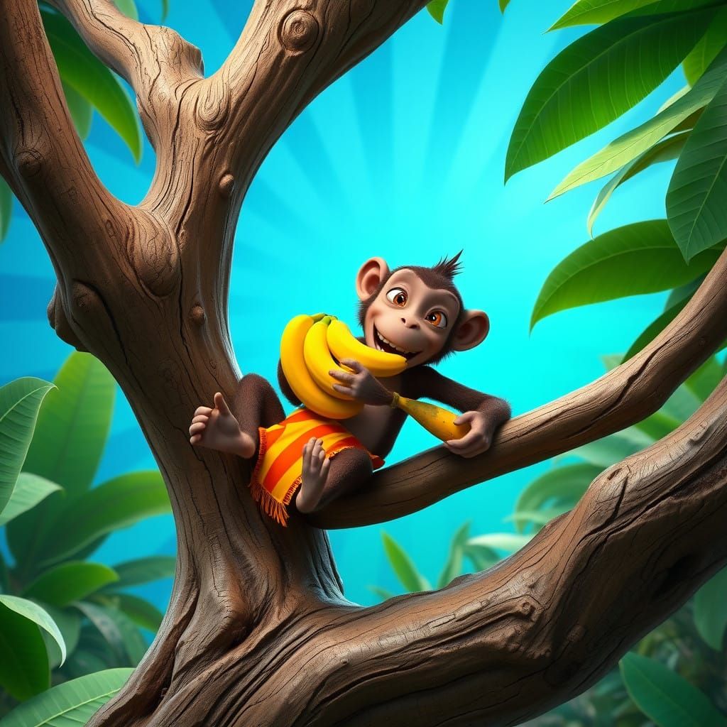 Mischievous Monkey in Tropical Paradise