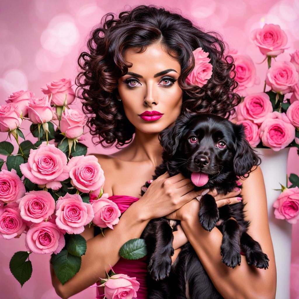 portrait of a woman among roses