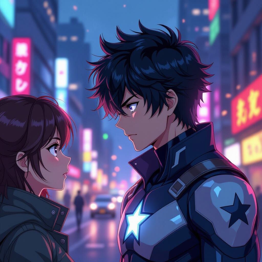 Pro-Hero's Obsession: Manga-Inspired Cityscape Scene