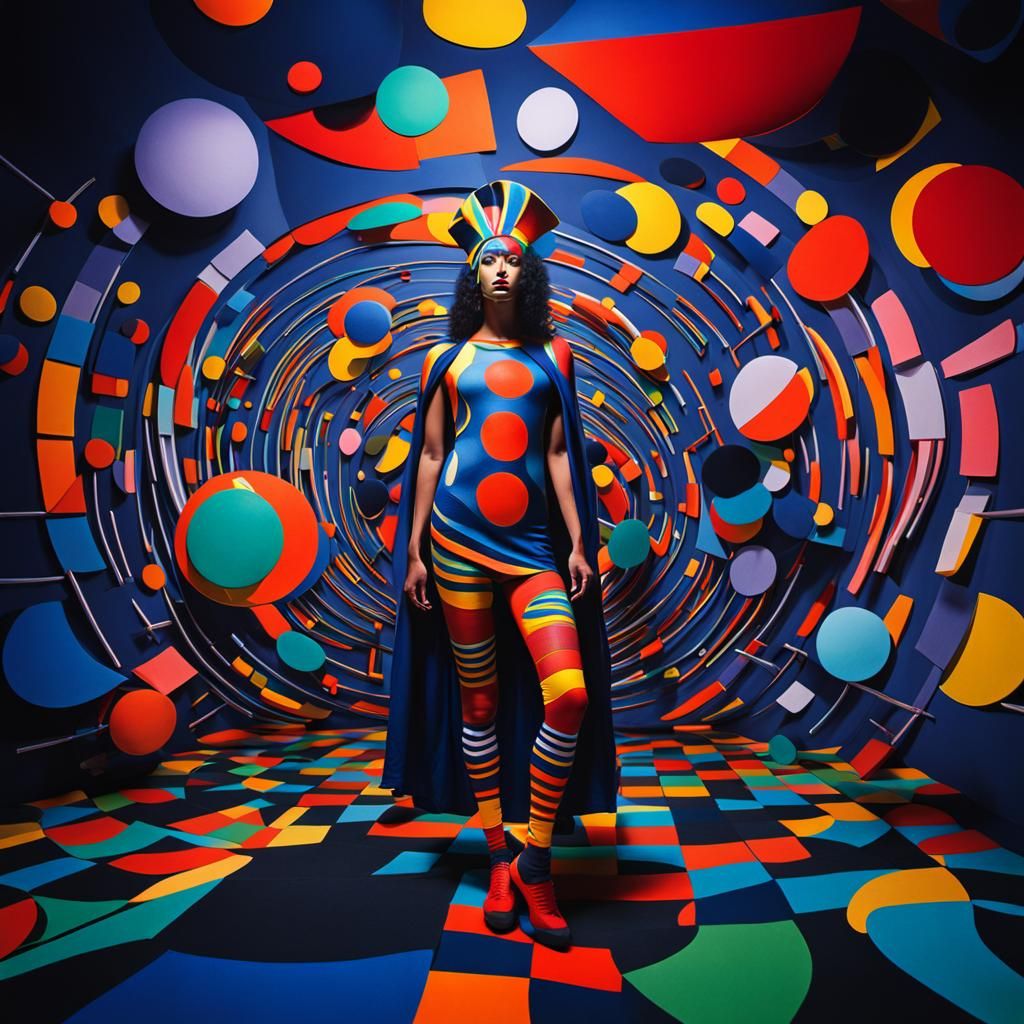 Abstract Bodypainted Model in Kandinsky Style