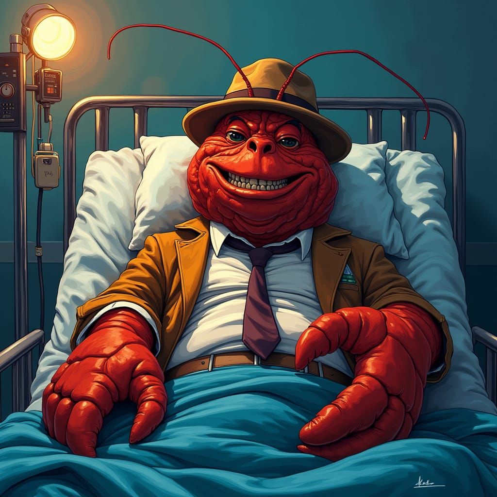 Gritty Detective Lobster in Noir Splendor