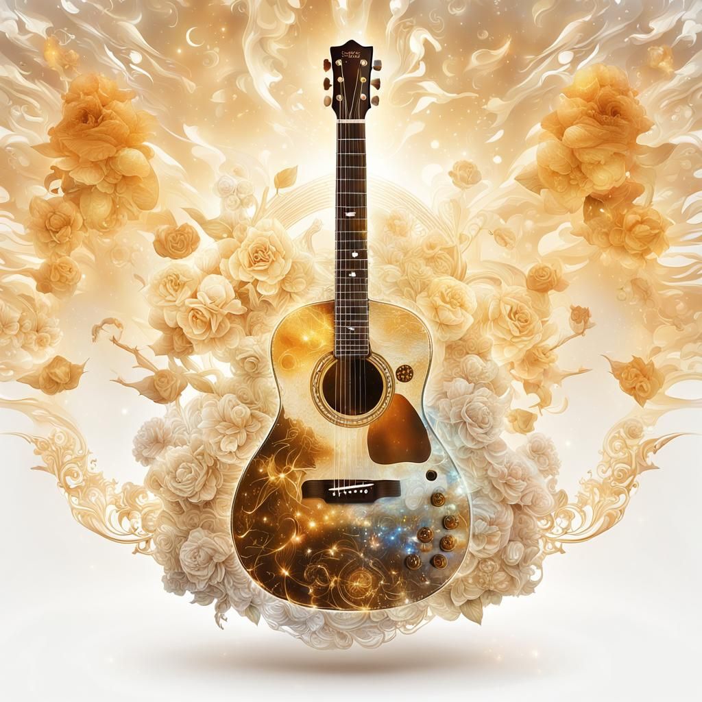 Silhouette Guitar Double Exposure in Golden Hour