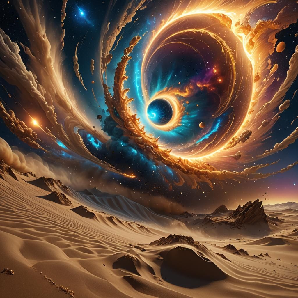 Glowing Grain of Sand in Celestial Vortex