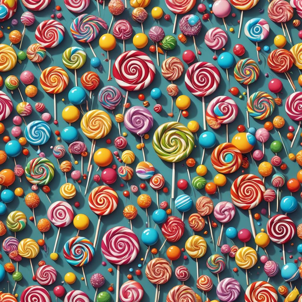 Whimsical Lollipop in Hyperrealistic Candy Art Style