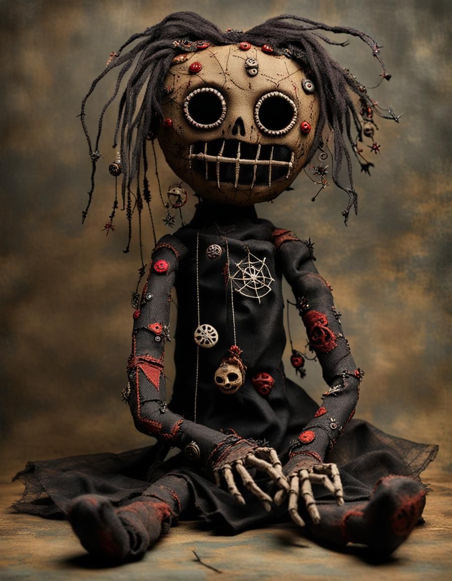 Spooky Voodoo Ragdoll Puppet Creature in Detailed Matte Pain...