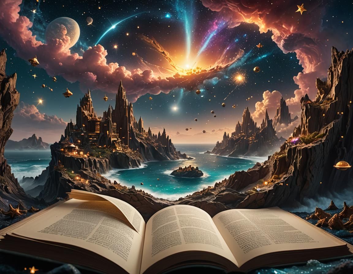 Sci-Fi World Emerges from Book in Digital Painting