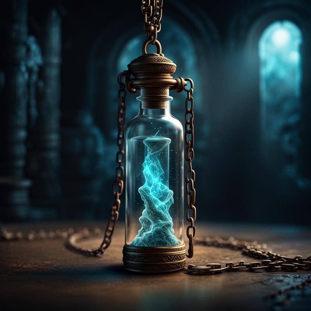 Glowing DNA Vial: Fantasy, Cosmic, Hyperrealistic Art