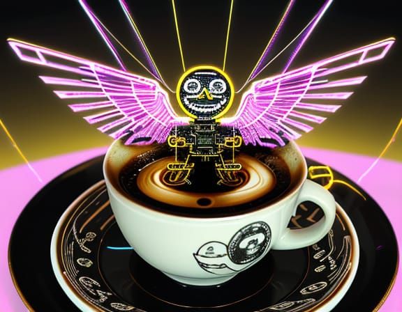 Winged Coffee Mug in Divine Machinery Aesthetic