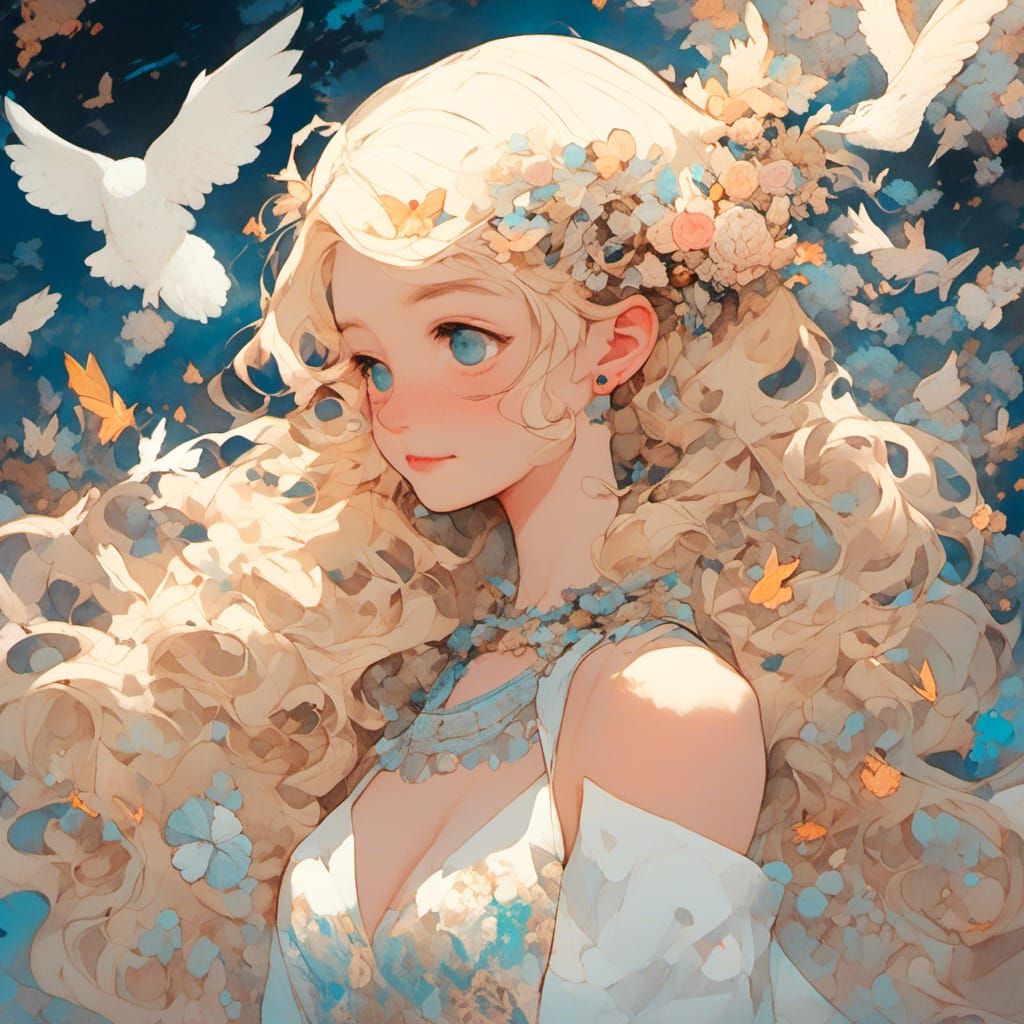 Ethereal Blonde Girl with Heavenly Aura