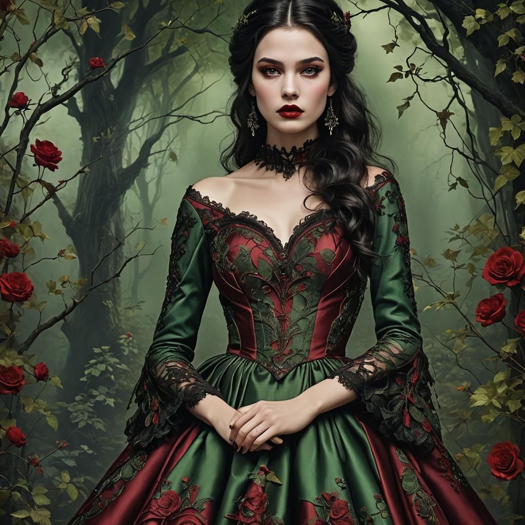 Voluptuous Woman in Dark Makeup, Digital Art