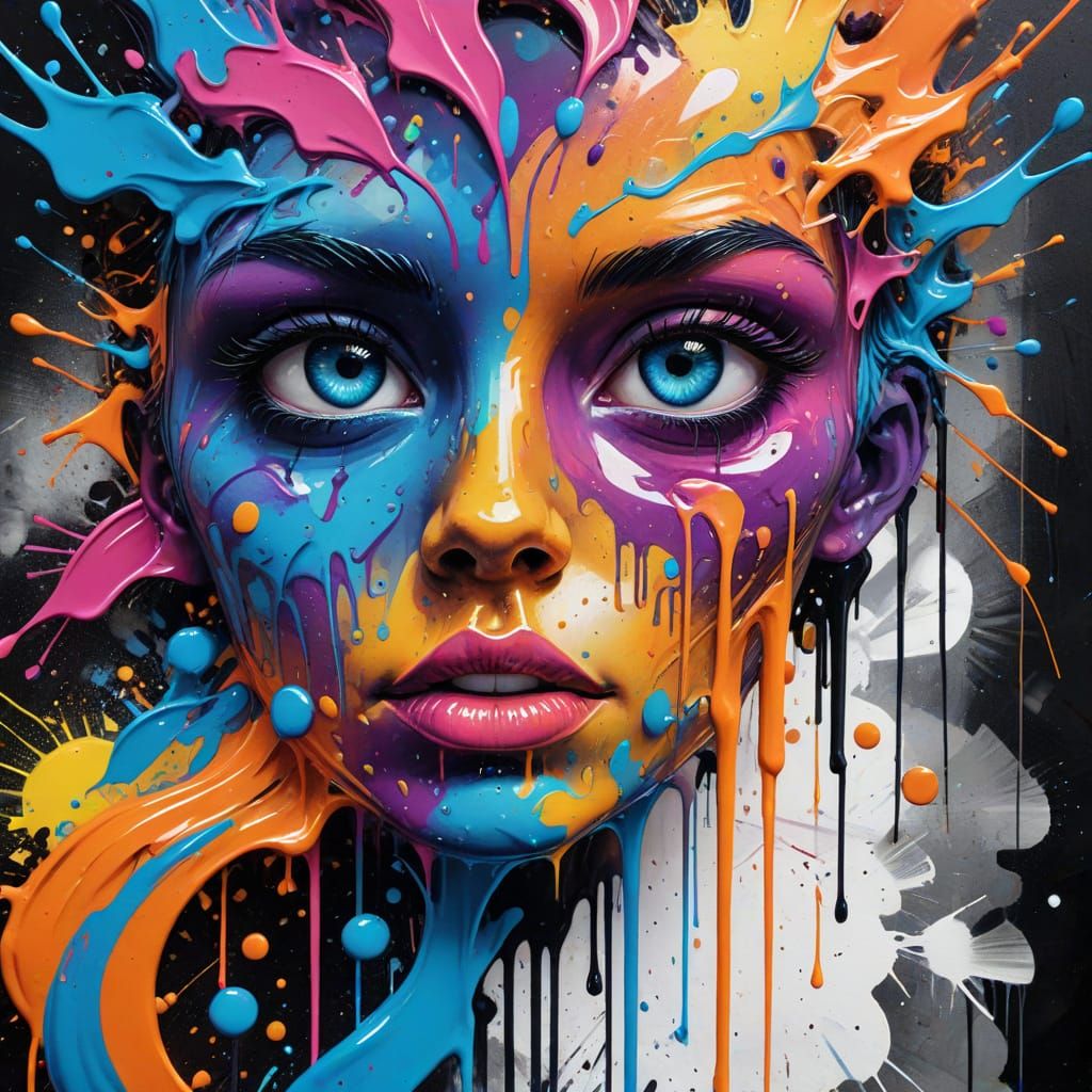 Vibrant Graffiti Art with Melting Colors