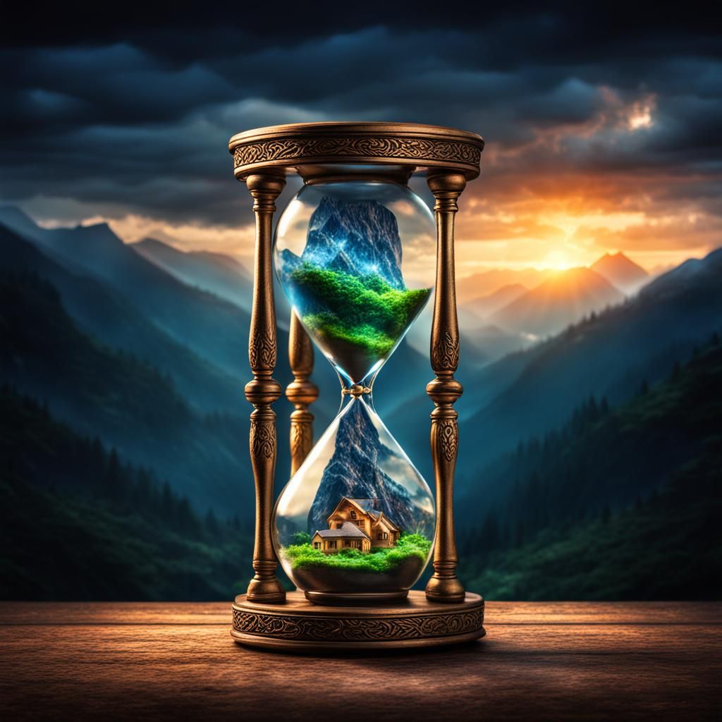 Magical Hourglass in Hyperrealistic Style