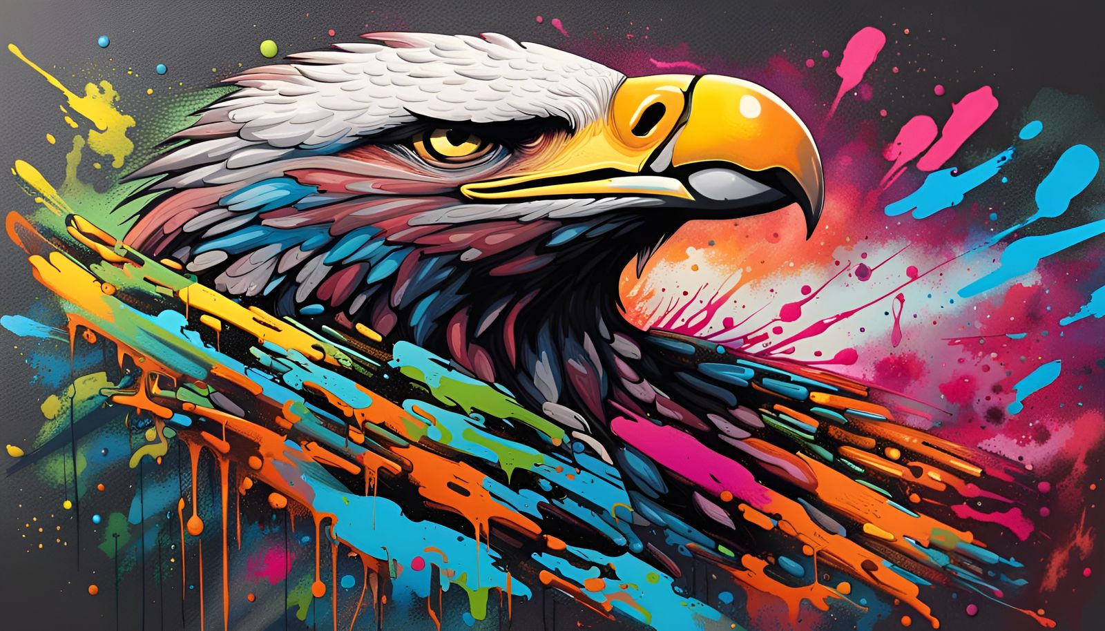 Soaring Eagle in Graffiti Splash Art Style