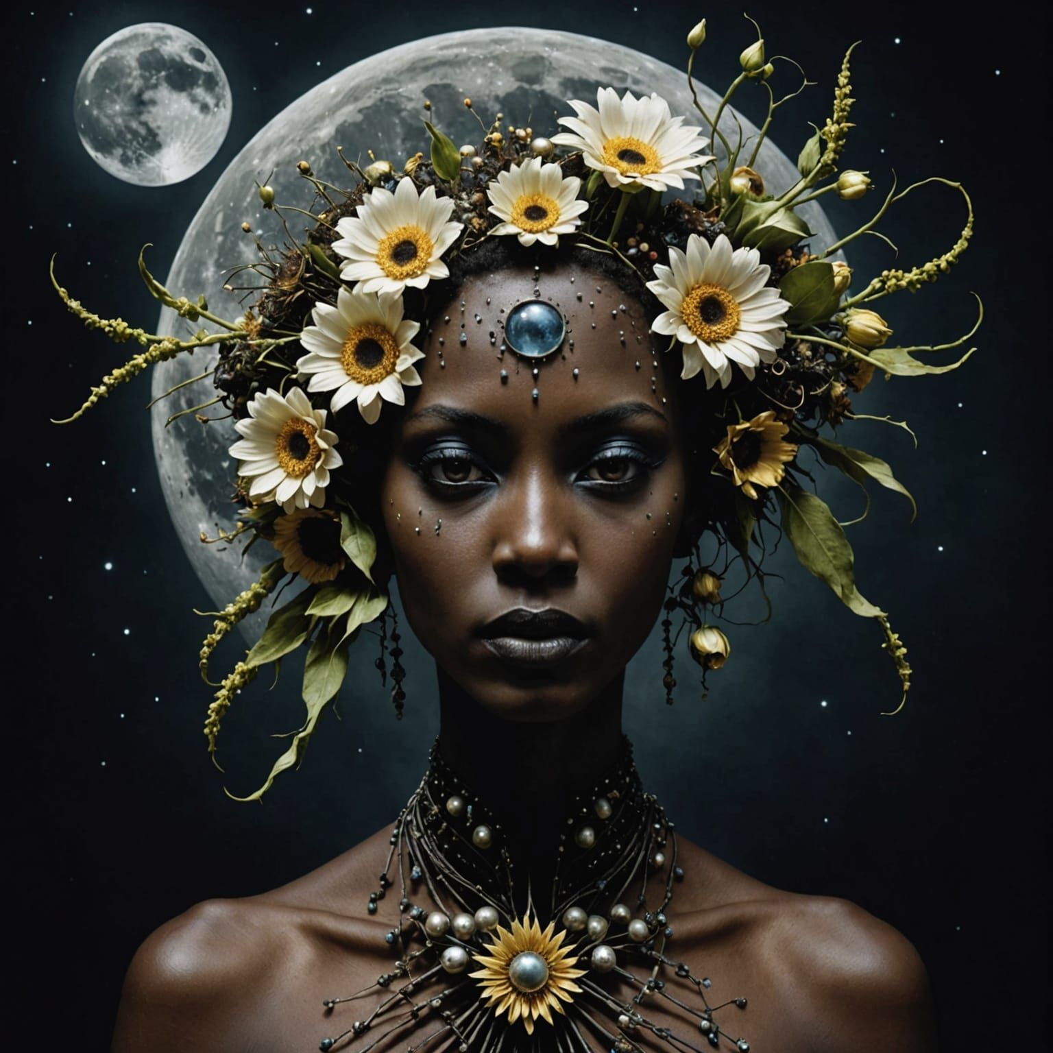 Moon's Deadly Flowers in a Moody Landscape