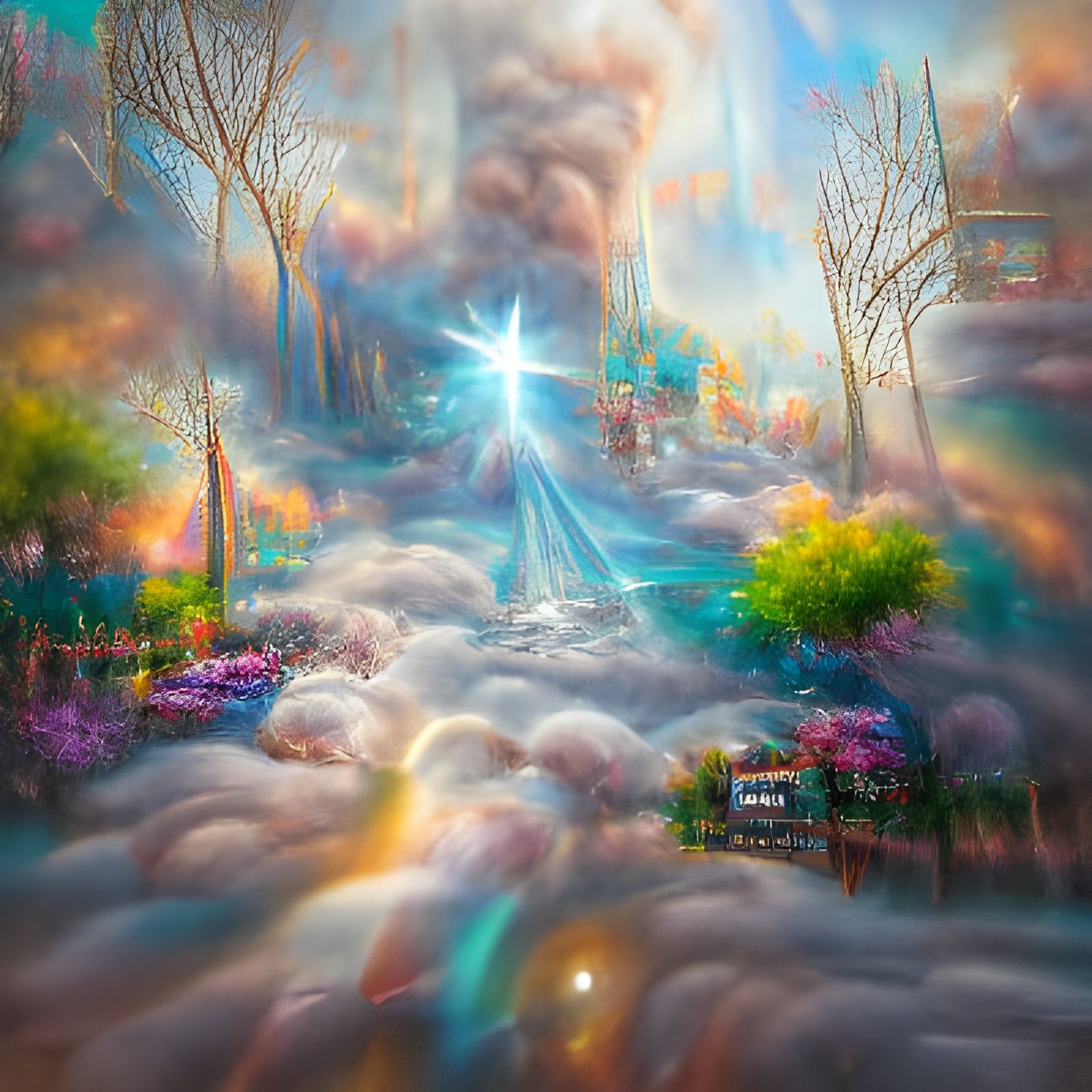 Holographic Astral Illustration in Mixed Media