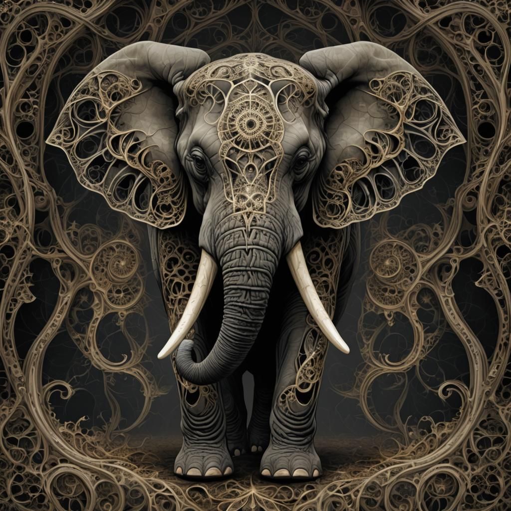 Elephant in Fractal Gothic Style