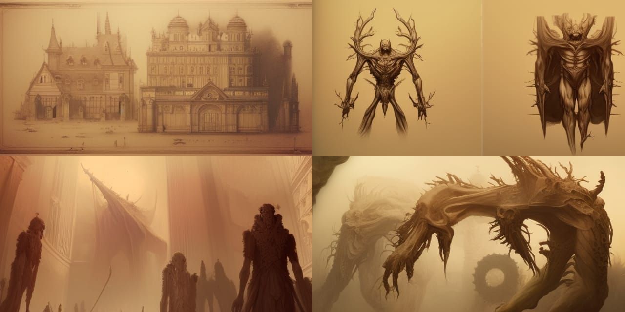 Detailed Body Horror Diagram in Art Nouveau Style