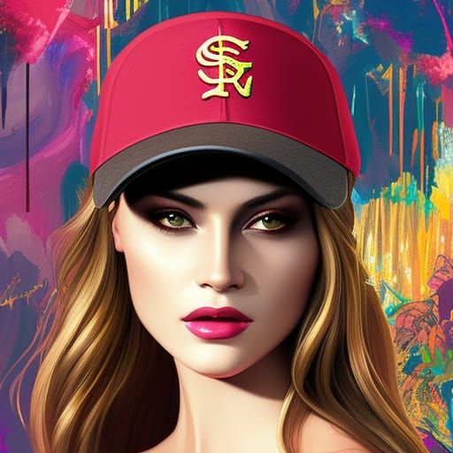 Portrait of a gorgeous woman wearing a Baseball cap by Simon Dewey and Awwchang and CGSociety and Carne Griffiths and Ja...