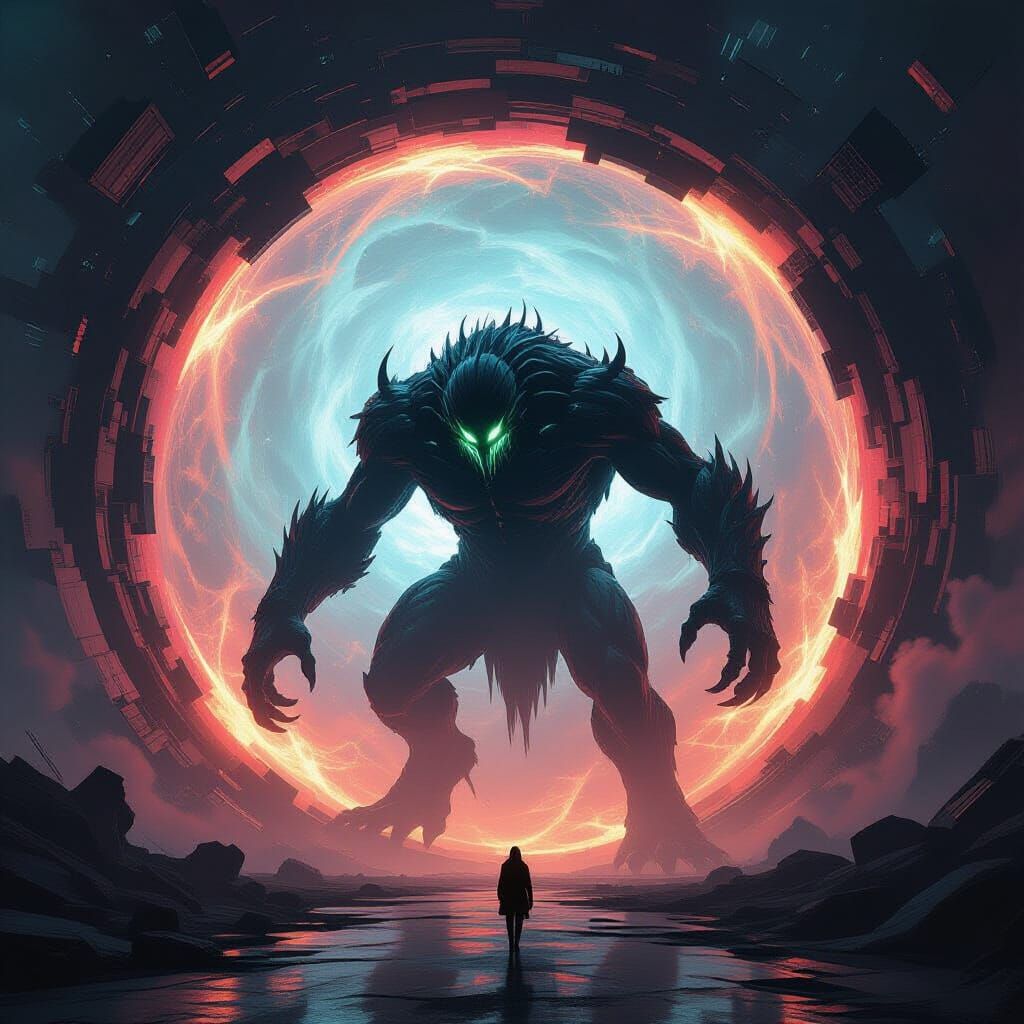 Colossal Monster Emerges From Energy Vortex