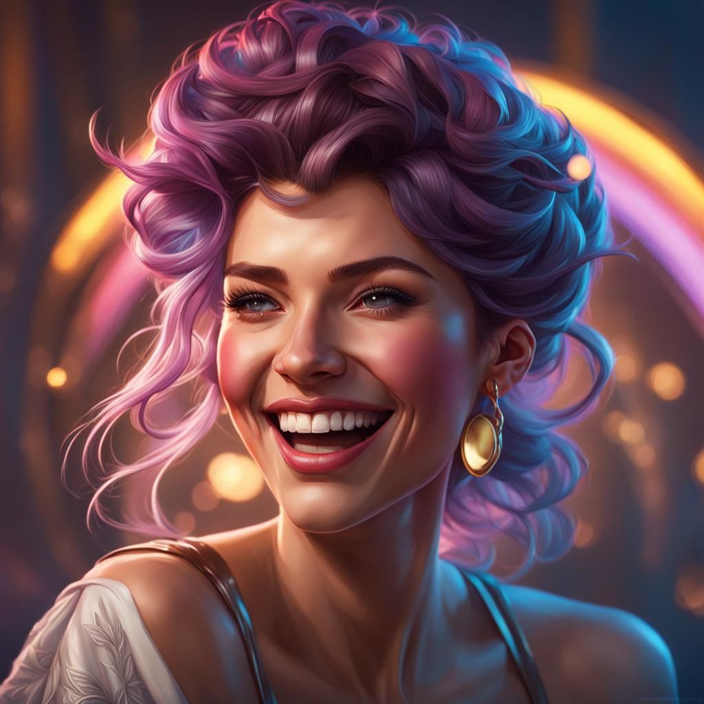 Woman's Hysterical Laughter: Concept Art Portrait