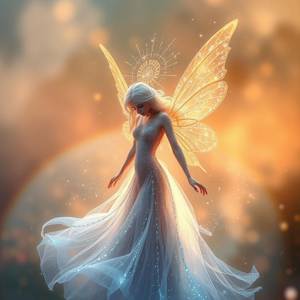 Glitter Fairy in Mystical Landscape