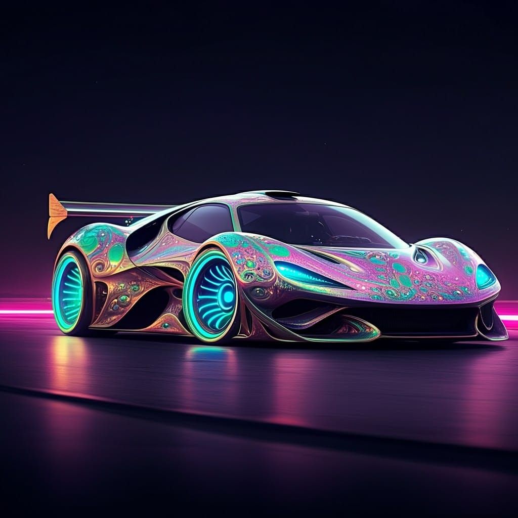 Futuristic Alien Sports Car in Sorayama-Moebius Style