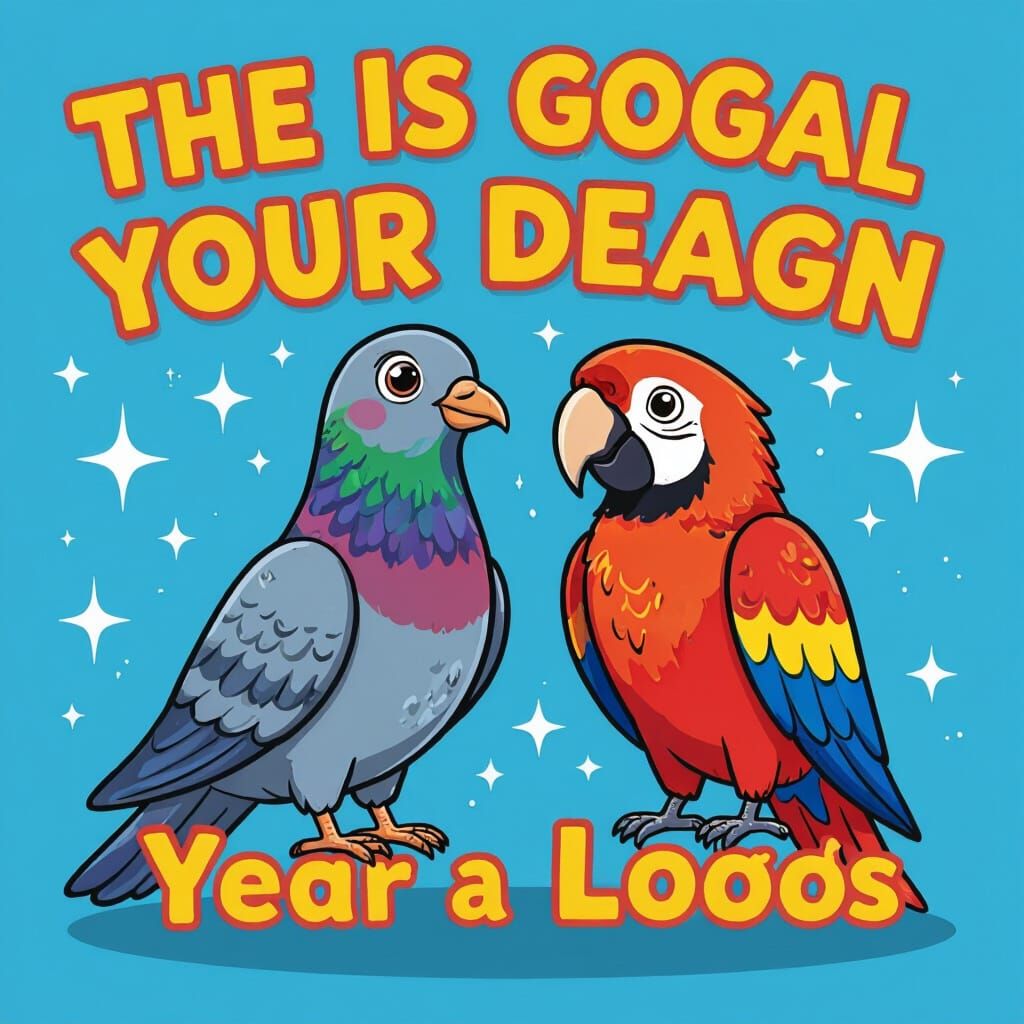 Cartoon Pigeon and Parrot Motivational Poster