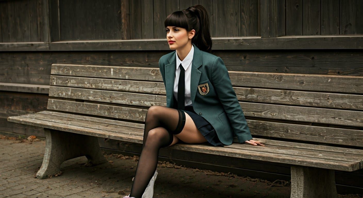 Playful Vintage Woman in Gritty Cinematic Style