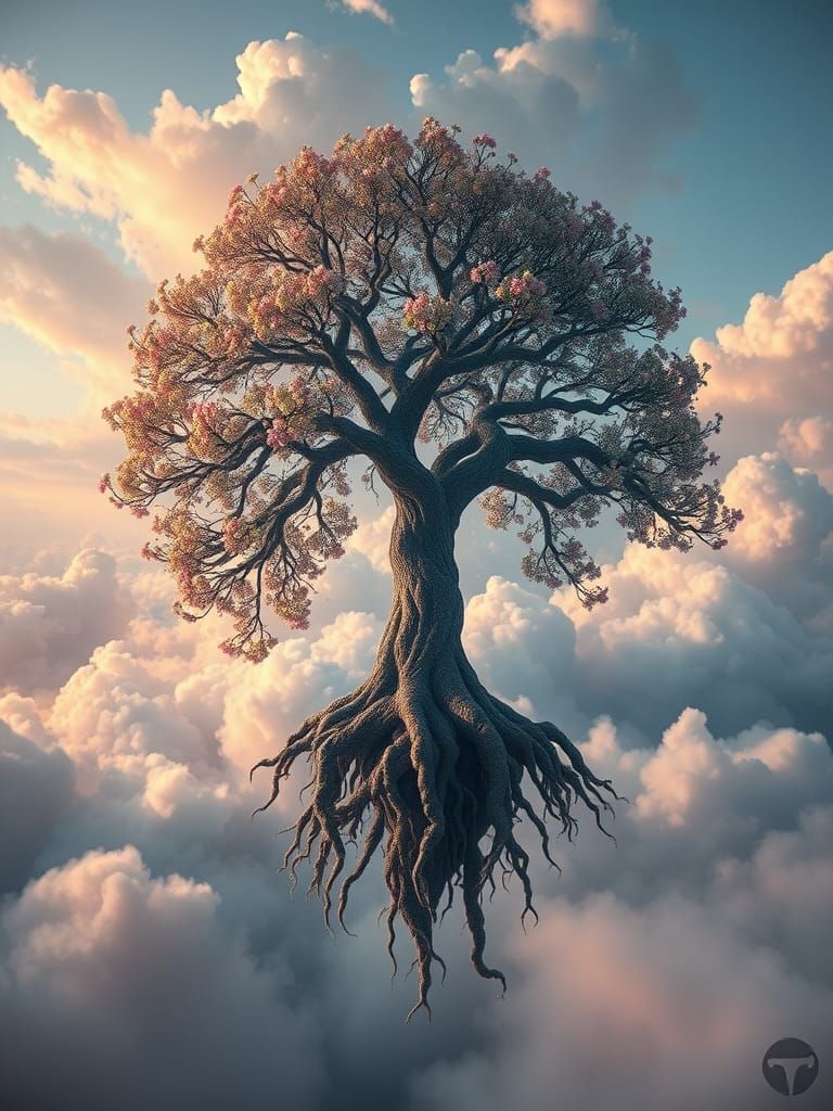 Surreal Masterpiece of a Majestic Floating Tree in the Cloud...