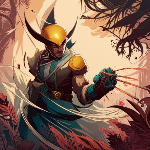 Detailed Wolverine with Luminous Colors and Outlines