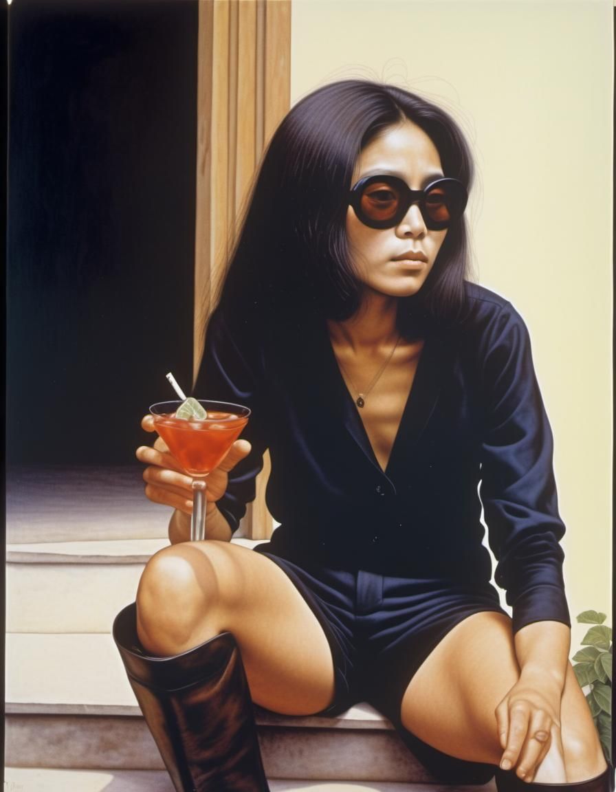 Cocktail Portrait in Psychedelic Illustration Style