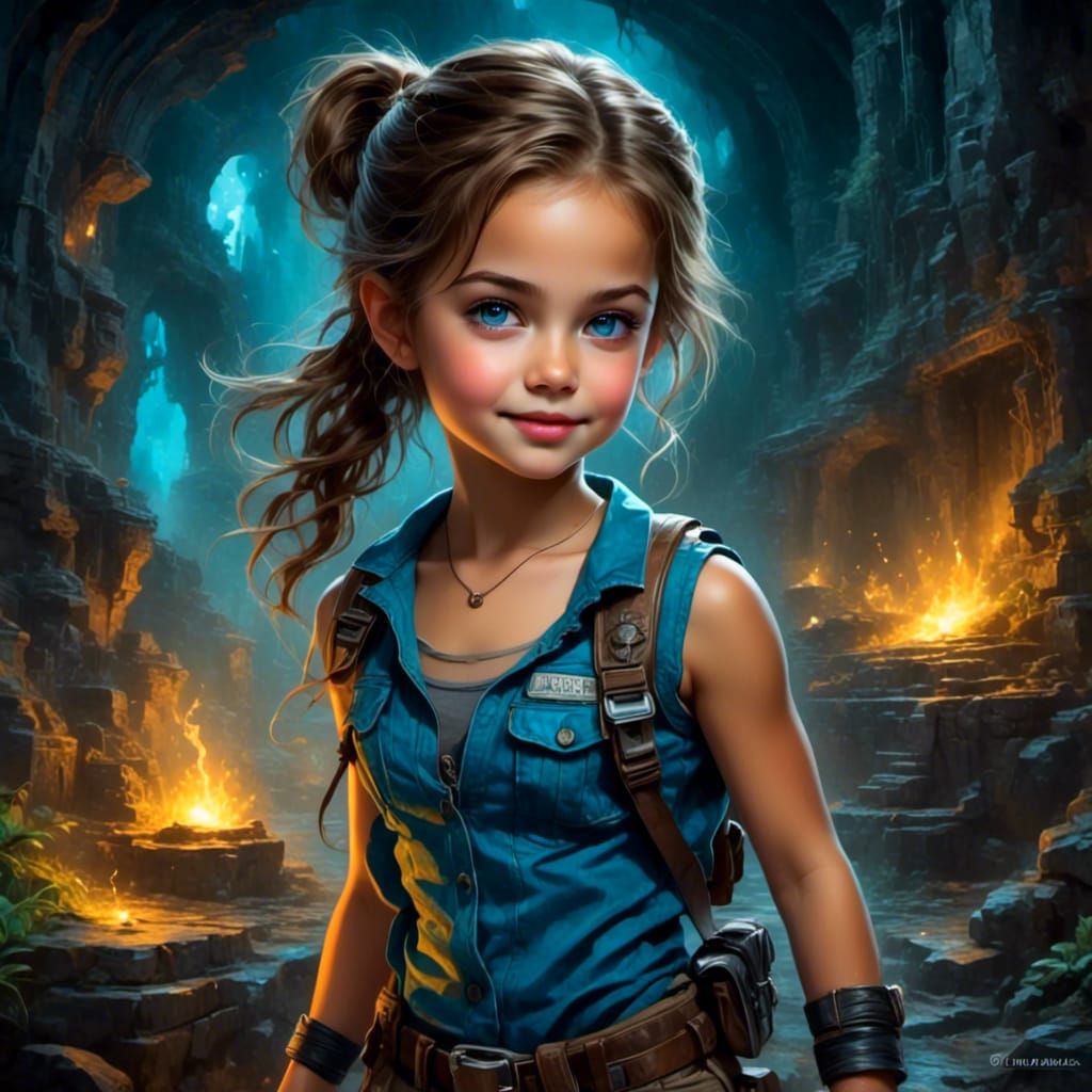Steampunk Splash Art of Young Lara Croft