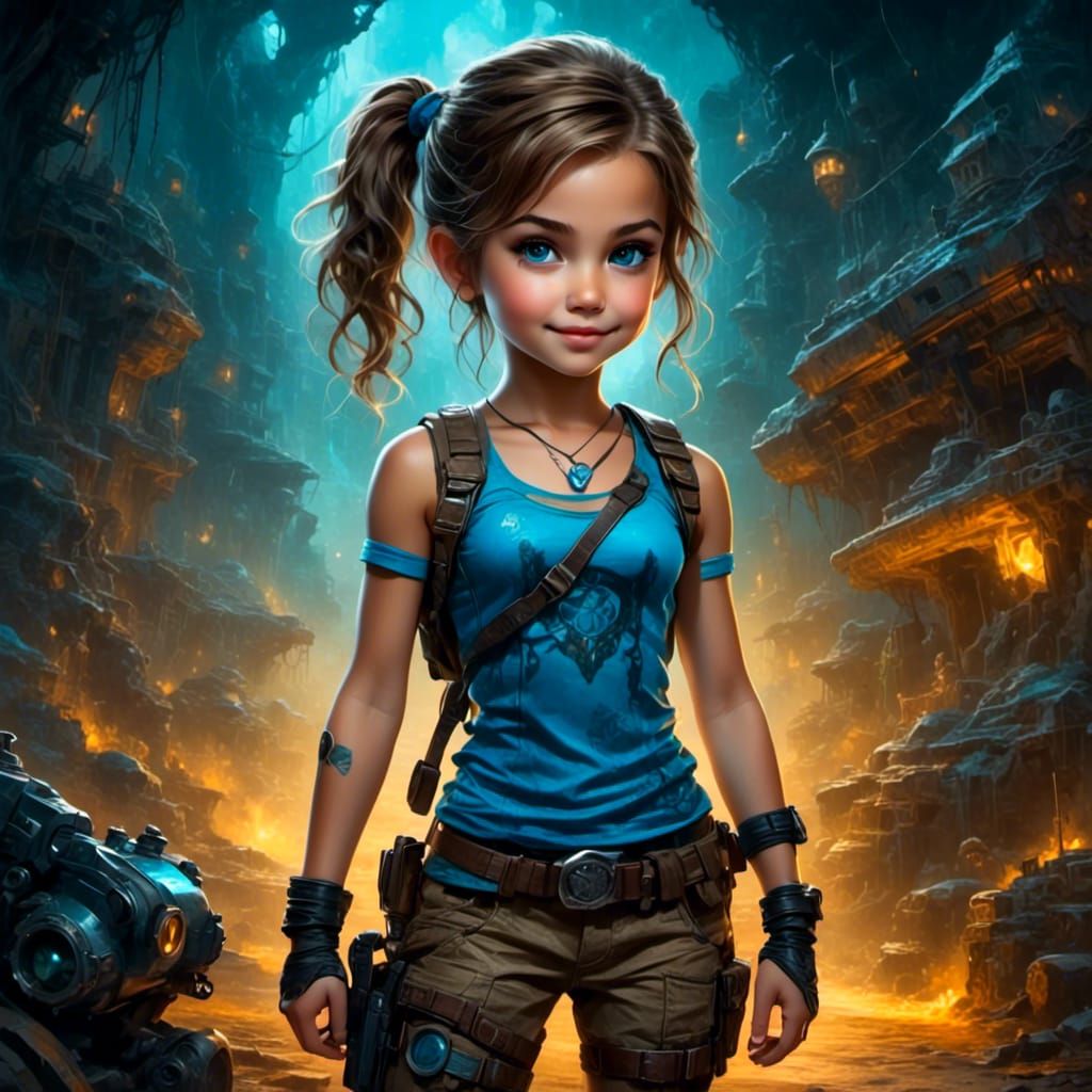 Steampunk Chibi Lara Croft Splash Art