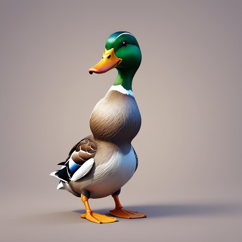 Playful 3D Duck Illustration in Flat Design