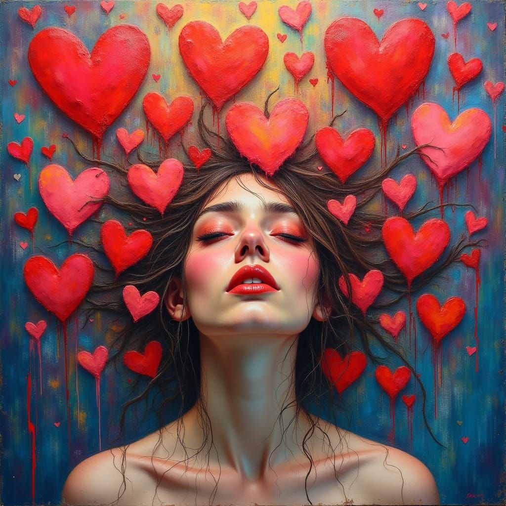 Woman Overwhelmed by Whimsical Love and Joy