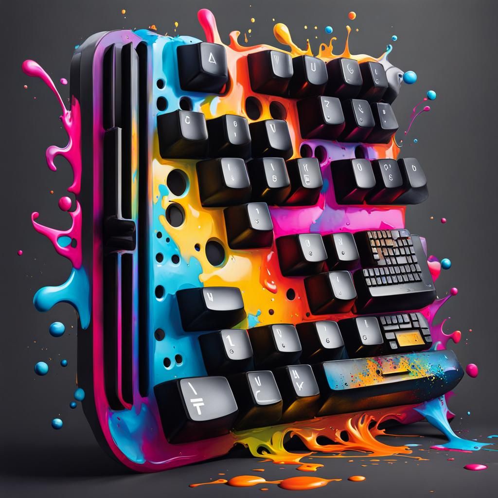 Split Keyboard with Spanish Letters in Graffiti Art