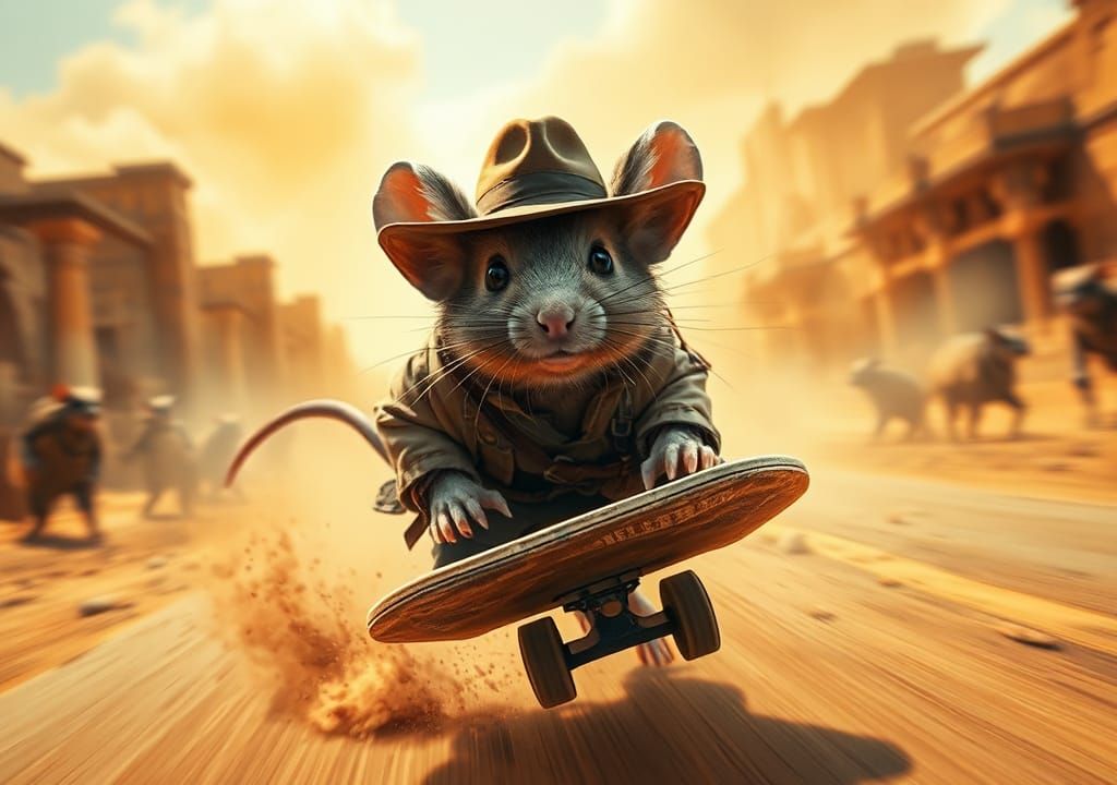 Mouse Adventurer's Desert Skate Escape: Digital Matte Painti...