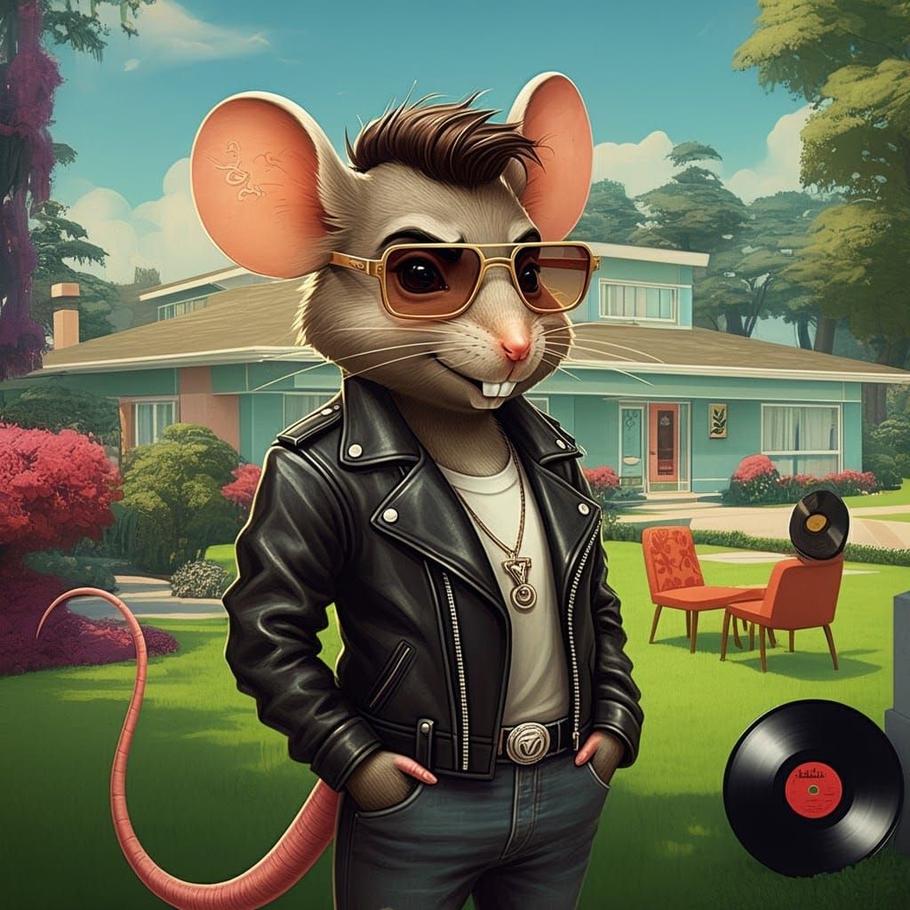 Vintage Kustom Kulture Mouse in Retro Home