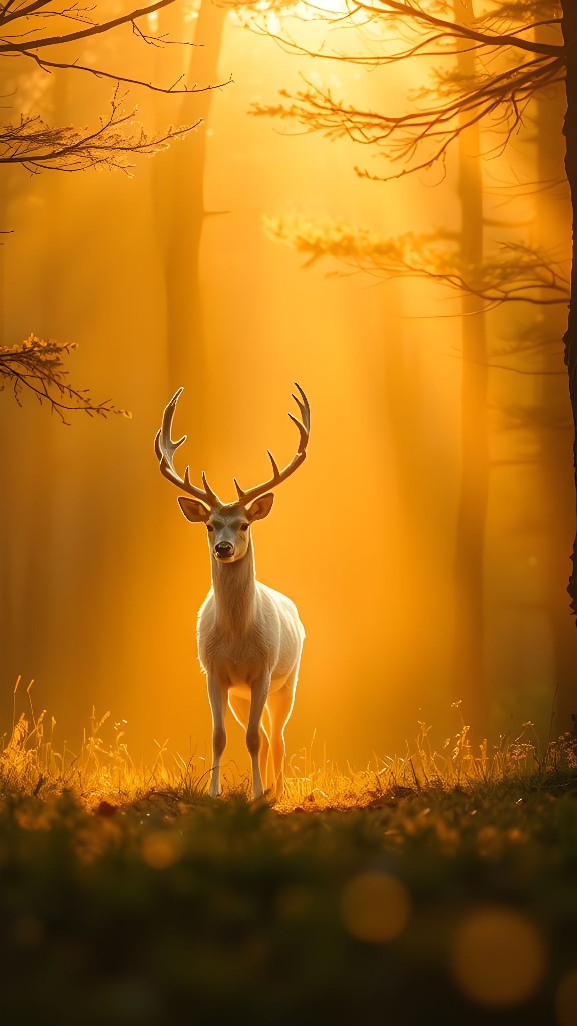 Silver Deer in Mystical Forest Light
