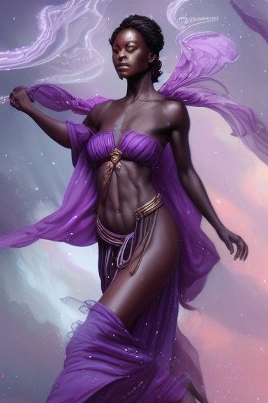 Elegant Dark Skinned Jedi Woman in Purple Robes