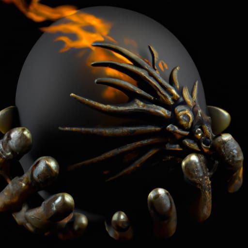 Dragon's Claw Holding Orb of Fire in High Resolution