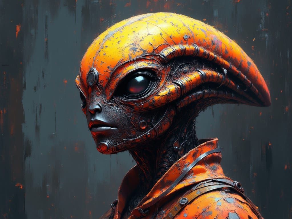 Detailed Alien Portrait in Futuristic Style
