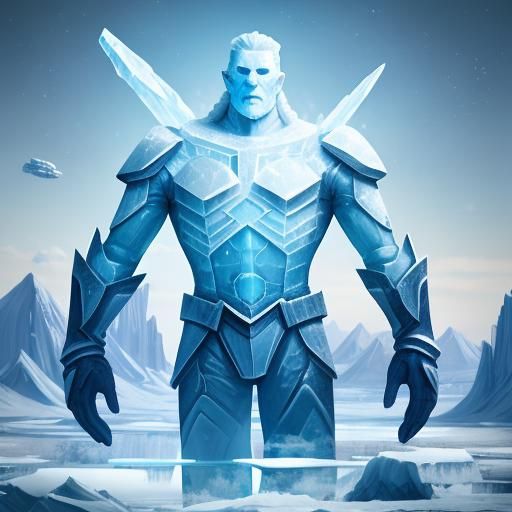 Giant ice man on an ice world