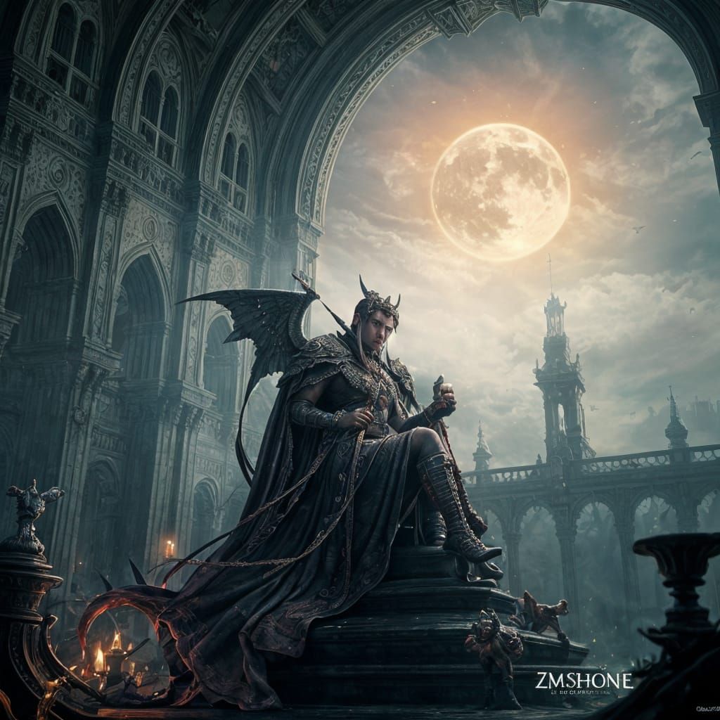 Ethereal Vampire in Castle Shrouded by Twilight